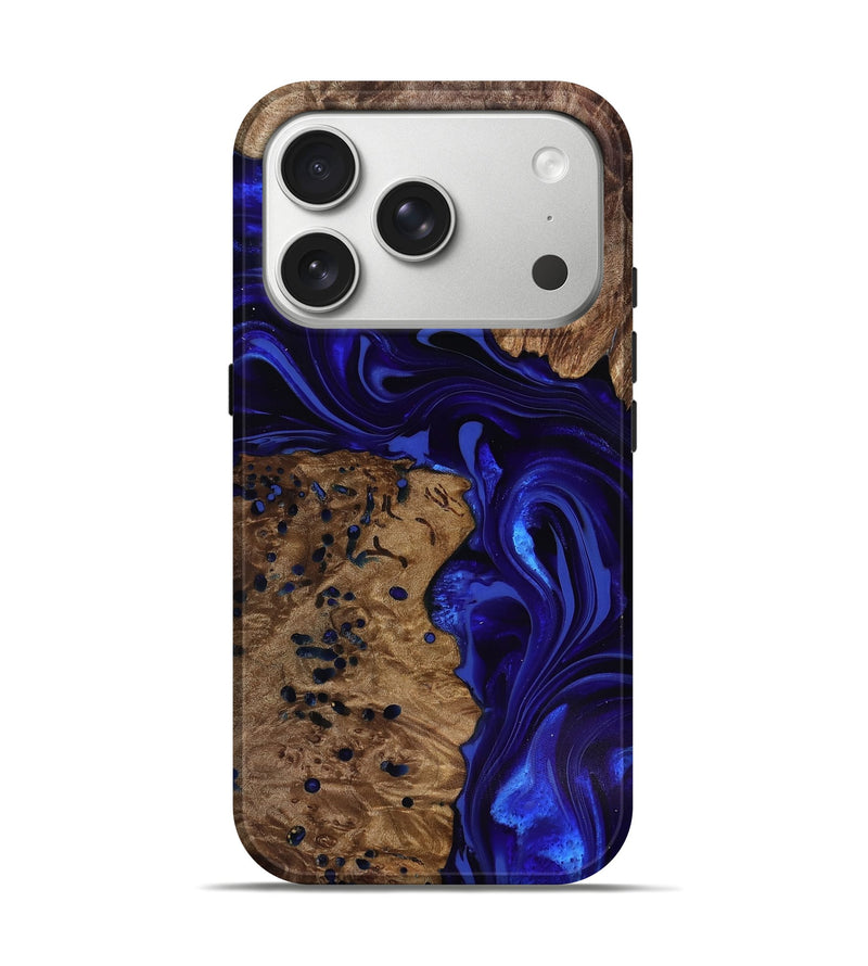iPhone 17 Pro Wood Live Edge Phone Case - Bryon (Blue, 818025)