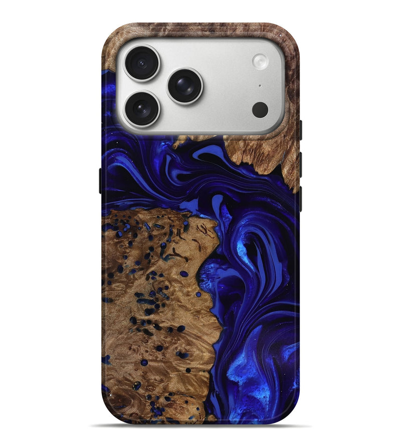 iPhone 17 Pro Max Wood Live Edge Phone Case - Bryon (Blue, 818025)