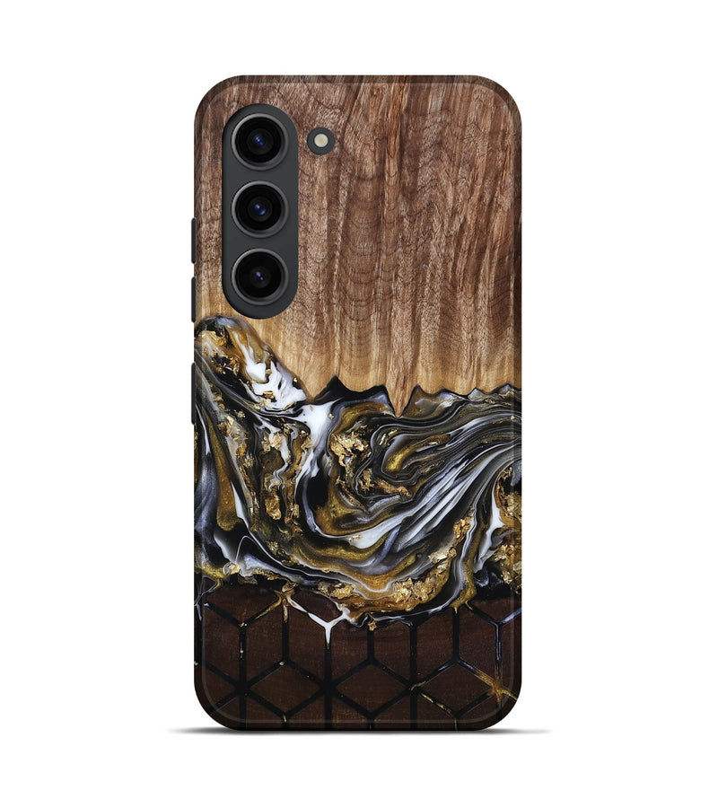 Galaxy S23 Wood Live Edge Phone Case - Lucy (Black & White, 818026)