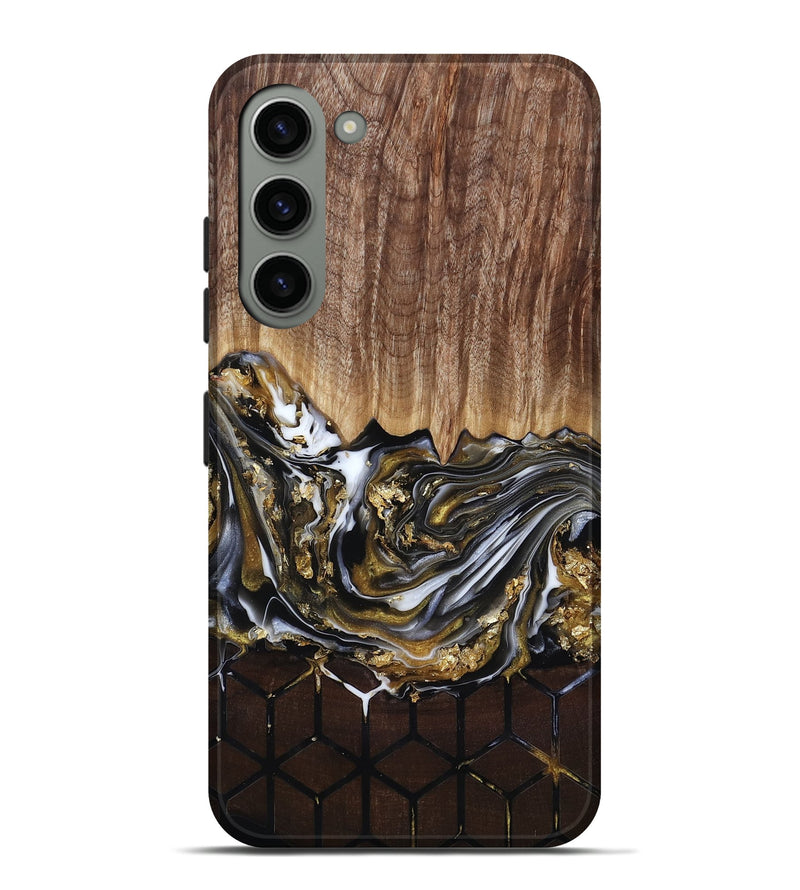 Galaxy S23 Plus Wood Live Edge Phone Case - Lucy (Black & White, 818026)