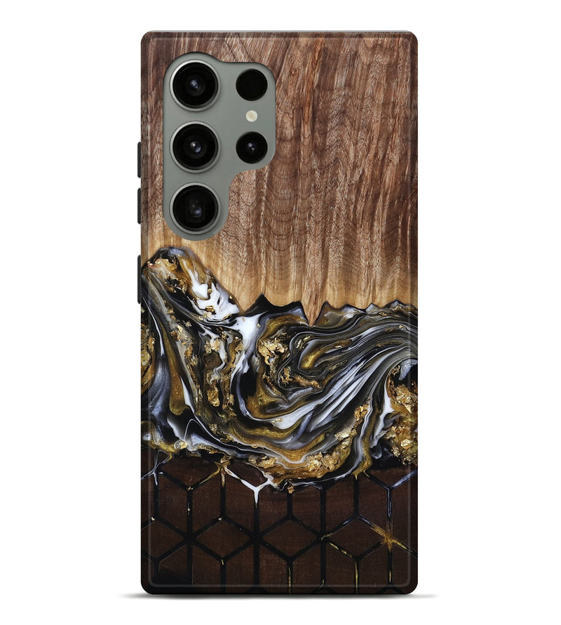 Galaxy S24 Ultra Wood Live Edge Phone Case - Lucy (Black & White, 818026)
