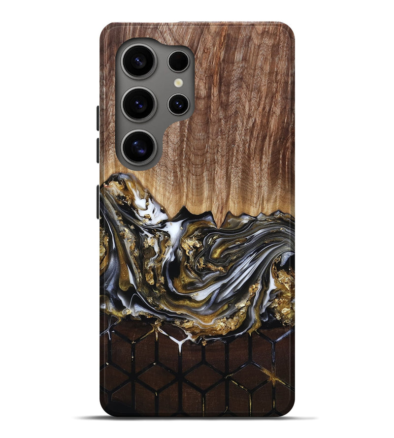 Galaxy S25 Ultra Wood Live Edge Phone Case - Lucy (Black & White, 818026)