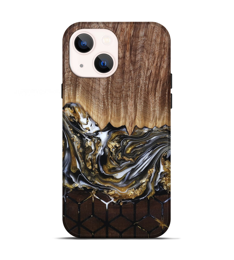 iPhone 13 Wood Live Edge Phone Case - Lucy (Black & White, 818026)