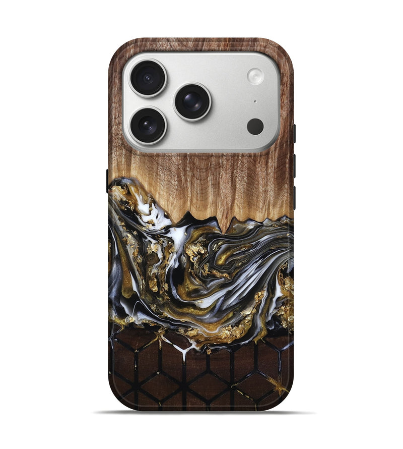 iPhone 17 Pro Wood Live Edge Phone Case - Lucy (Black & White, 818026)