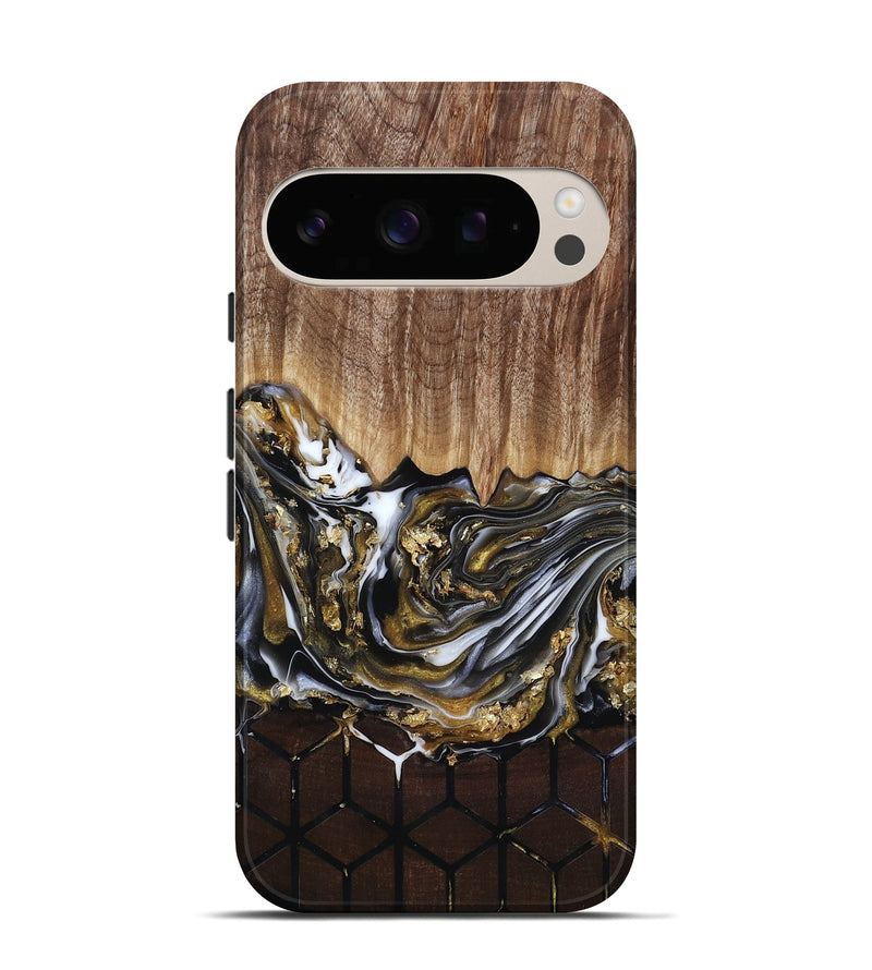 Pixel 10 Pro Wood Live Edge Phone Case - Lucy (Black & White, 818026)
