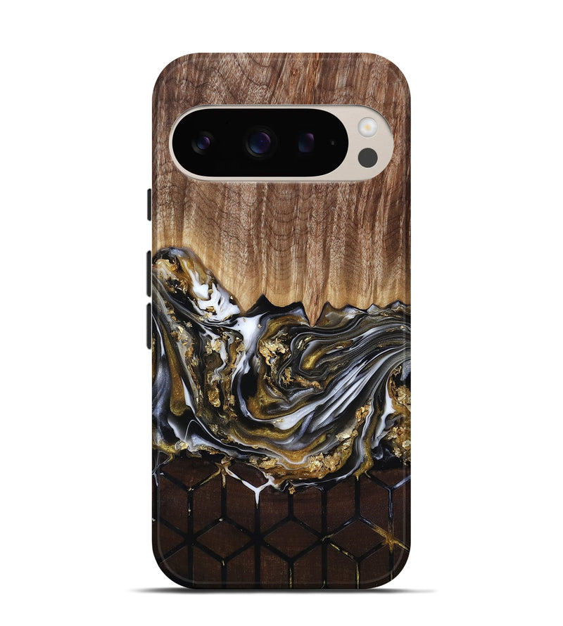 Pixel 9 Wood Live Edge Phone Case - Lucy (Black & White, 818026)