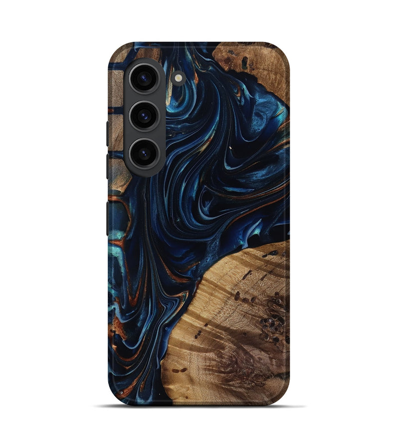 Galaxy S23 Wood Live Edge Phone Case - Davian (Teal & Gold, 818027)