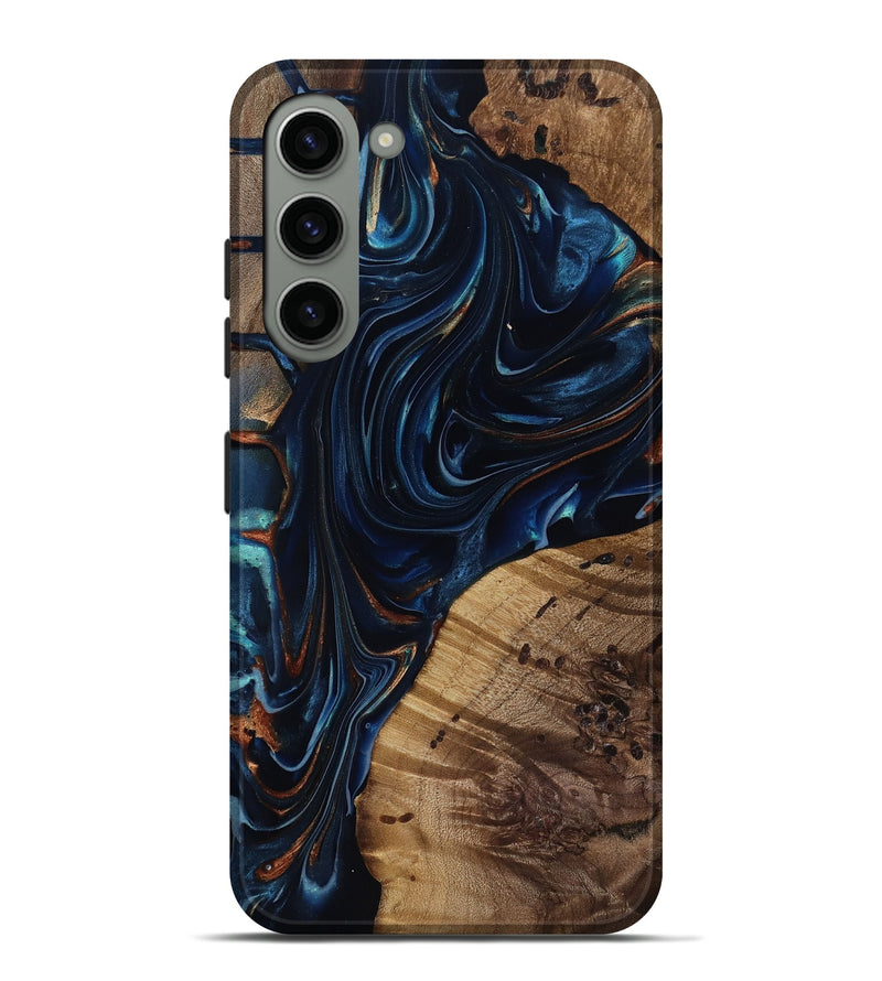 Galaxy S23 Plus Wood Live Edge Phone Case - Davian (Teal & Gold, 818027)
