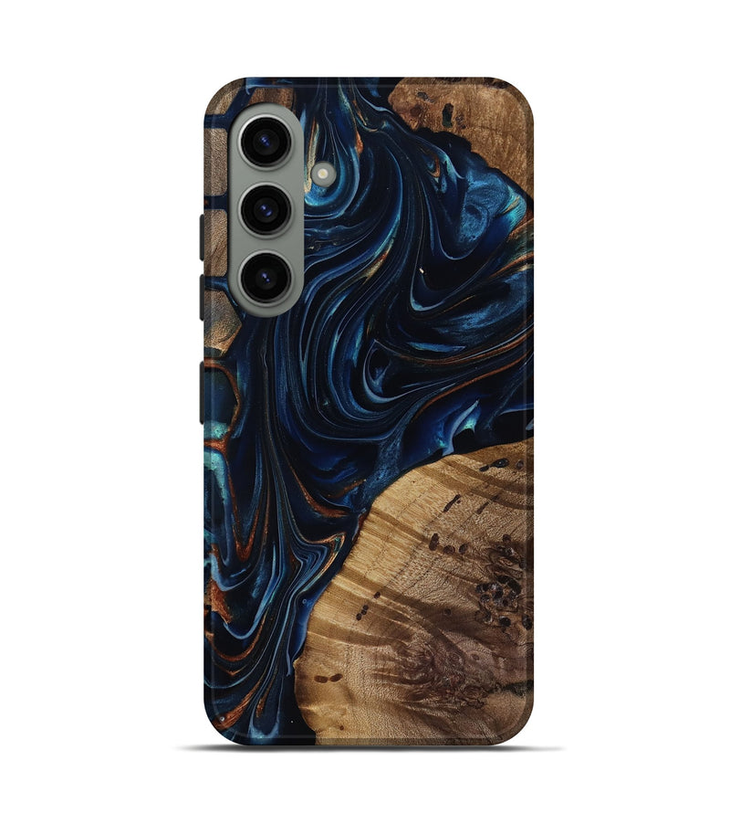 Galaxy S24 Wood Live Edge Phone Case - Davian (Teal & Gold, 818027)