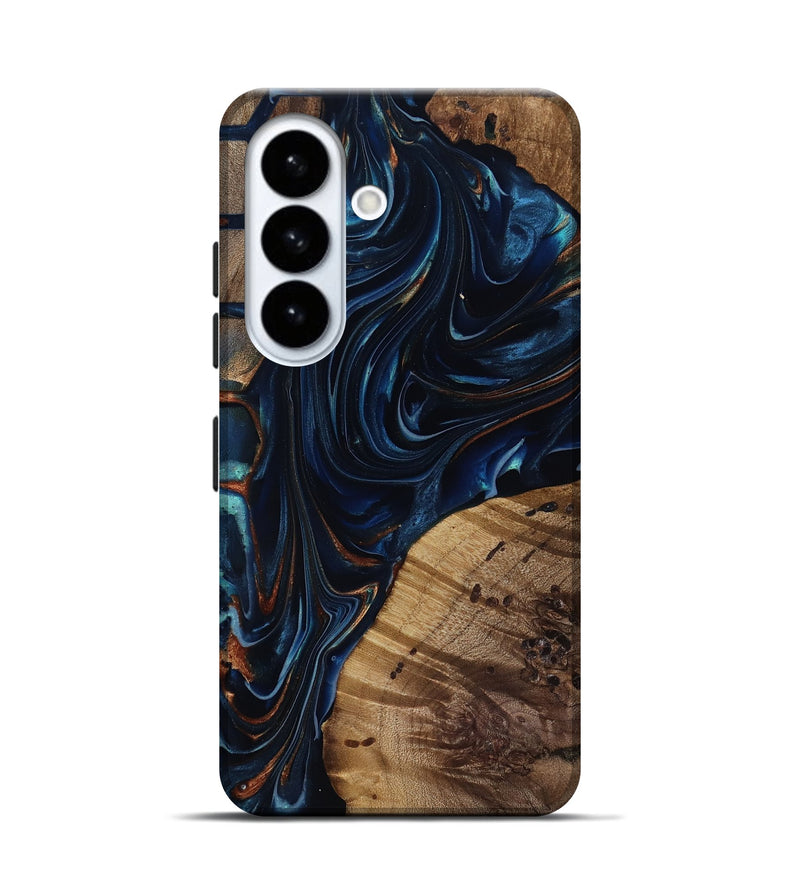 Galaxy S26 Wood Live Edge Phone Case - Davian (Teal & Gold, 818027)