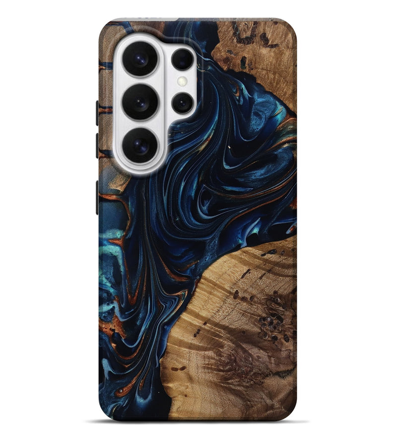 Galaxy S26 Ultra Wood Live Edge Phone Case - Davian (Teal & Gold, 818027)