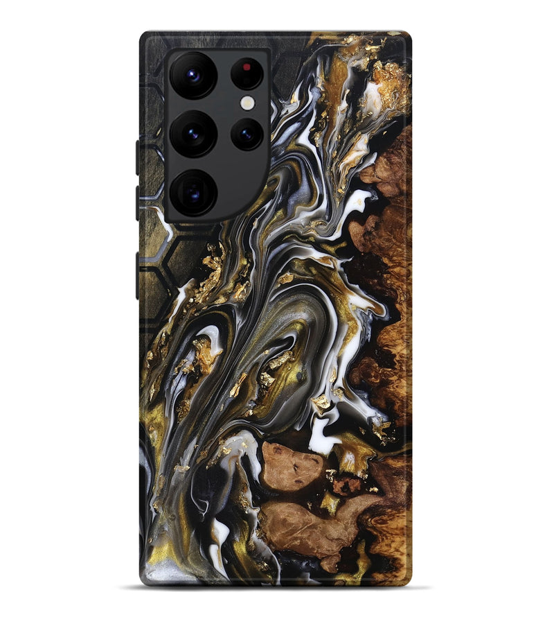 Galaxy S22 Ultra Wood Live Edge Phone Case - Latoya (Black & White, 818029)