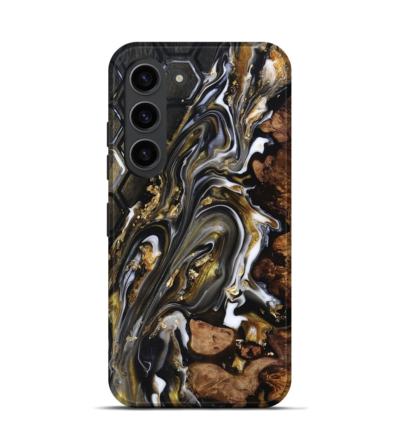 Galaxy S23 Wood Live Edge Phone Case - Latoya (Black & White, 818029)