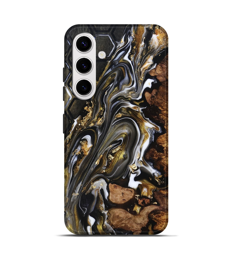 Galaxy S25 Wood Live Edge Phone Case - Latoya (Black & White, 818029)