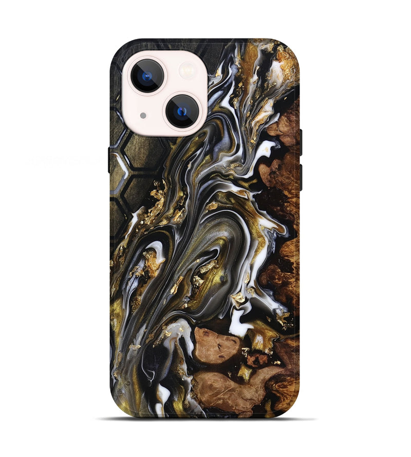 iPhone 13 Wood Live Edge Phone Case - Latoya (Black & White, 818029)