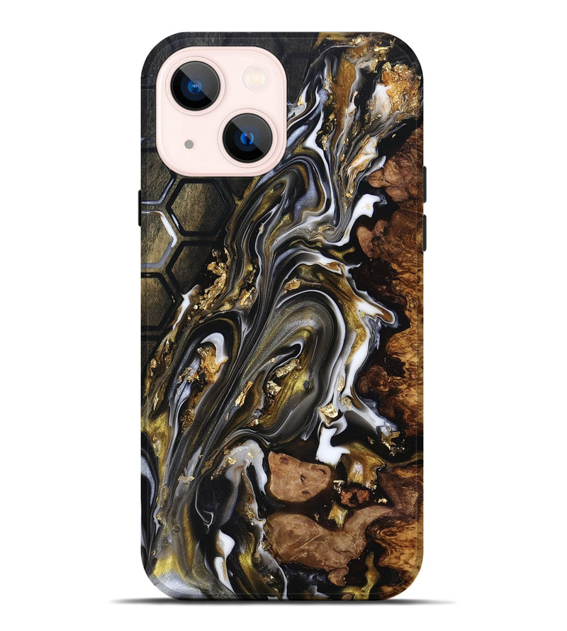 iPhone 14 Plus Wood Live Edge Phone Case - Latoya (Black & White, 818029)