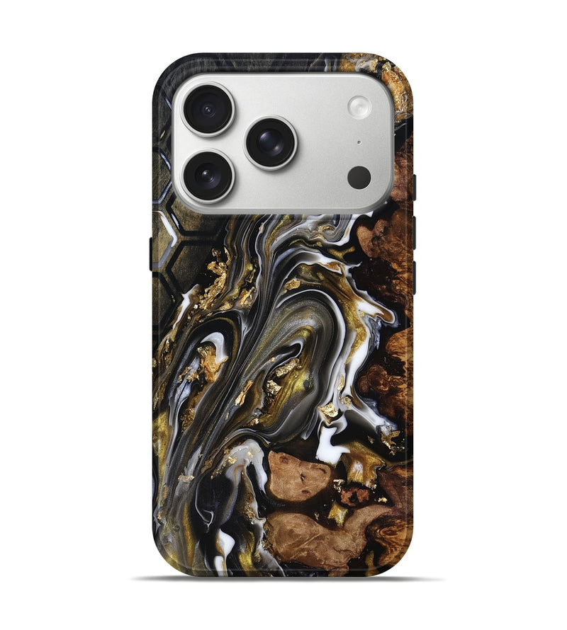 iPhone 17 Pro Wood Live Edge Phone Case - Latoya (Black & White, 818029)