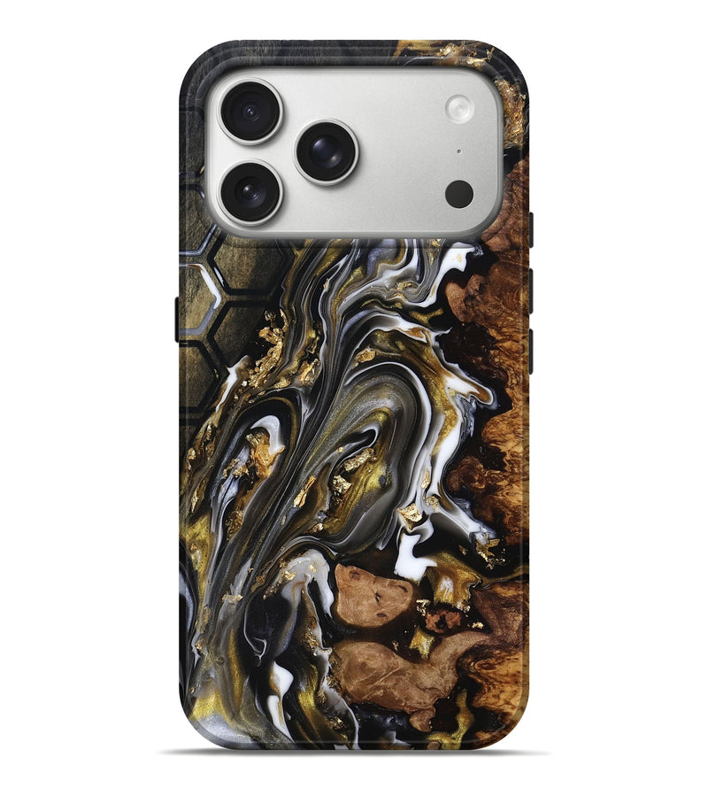 iPhone 17 Pro Max Wood Live Edge Phone Case - Latoya (Black & White, 818029)
