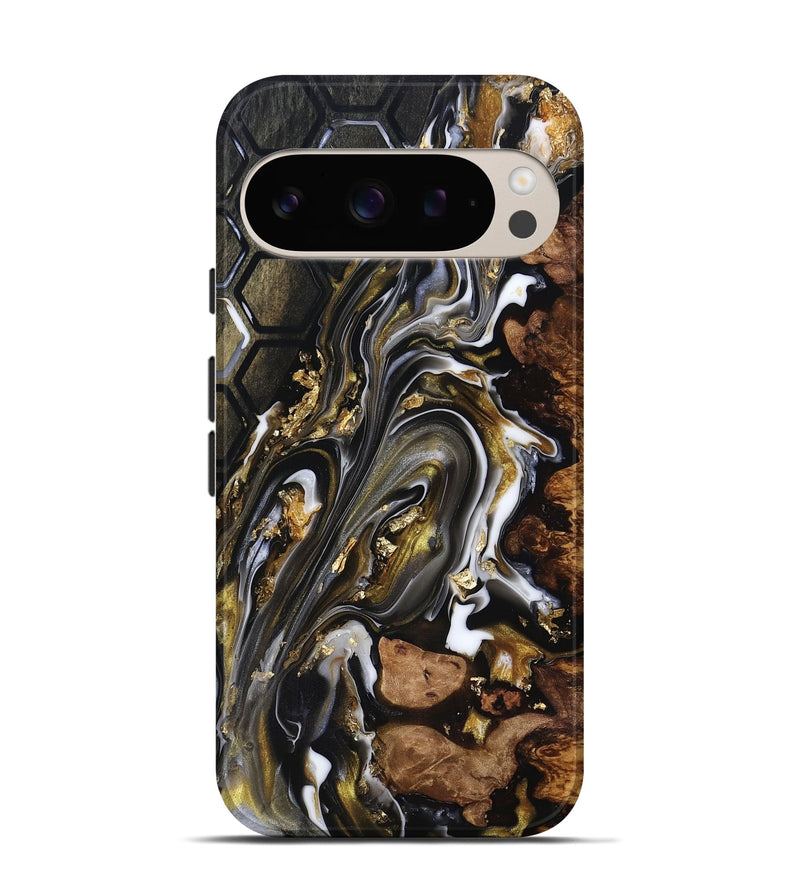 Pixel 9 Pro Wood Live Edge Phone Case - Latoya (Black & White, 818029)
