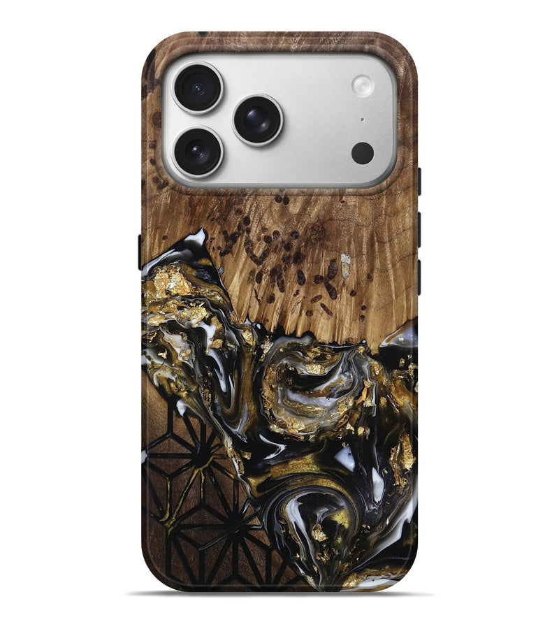 iPhone 17 Pro Max Wood Live Edge Phone Case - Arlo (Black & White, 818030)