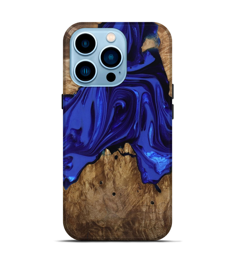 iPhone 14 Pro Wood Live Edge Phone Case - Rogers (Blue, 818032)