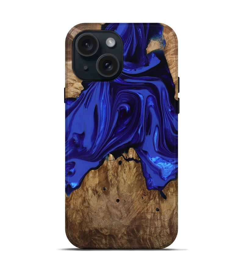 iPhone 15 Wood Live Edge Phone Case - Rogers (Blue, 818032)