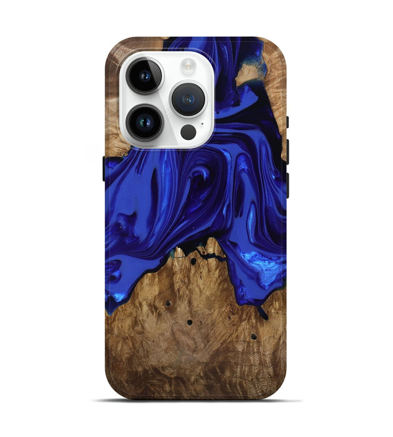 iPhone 15 Pro Wood Live Edge Phone Case - Rogers (Blue, 818032)