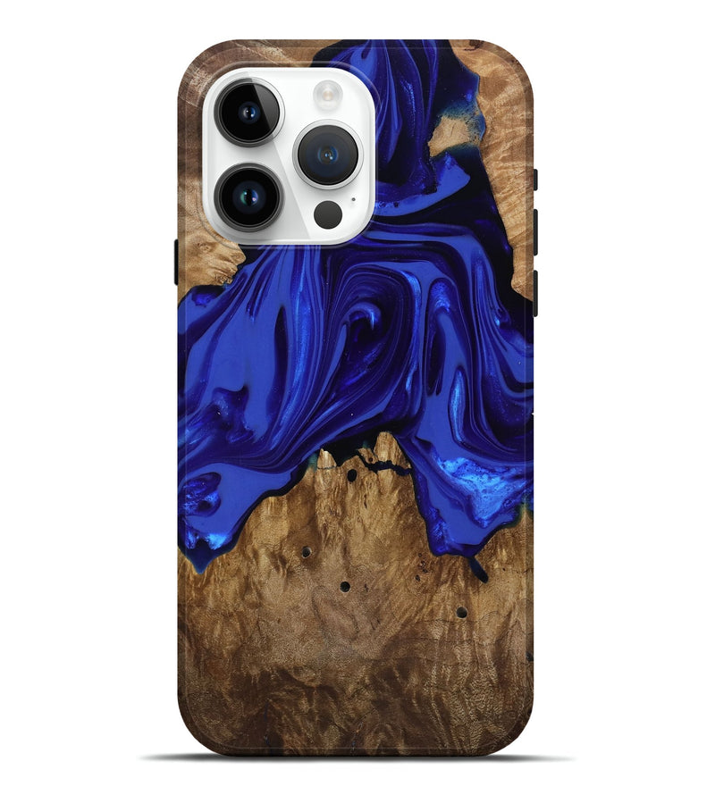 iPhone 15 Pro Max Wood Live Edge Phone Case - Rogers (Blue, 818032)