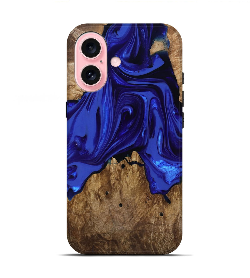 iPhone 16 Wood Live Edge Phone Case - Rogers (Blue, 818032)