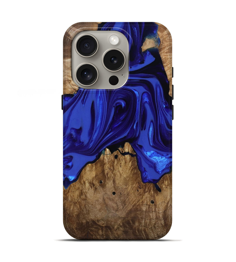 iPhone 16 Pro Wood Live Edge Phone Case - Rogers (Blue, 818032)