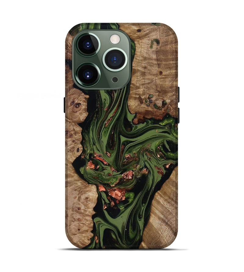 iPhone 13 Pro Wood Live Edge Phone Case - Brooks (Green, 818034)