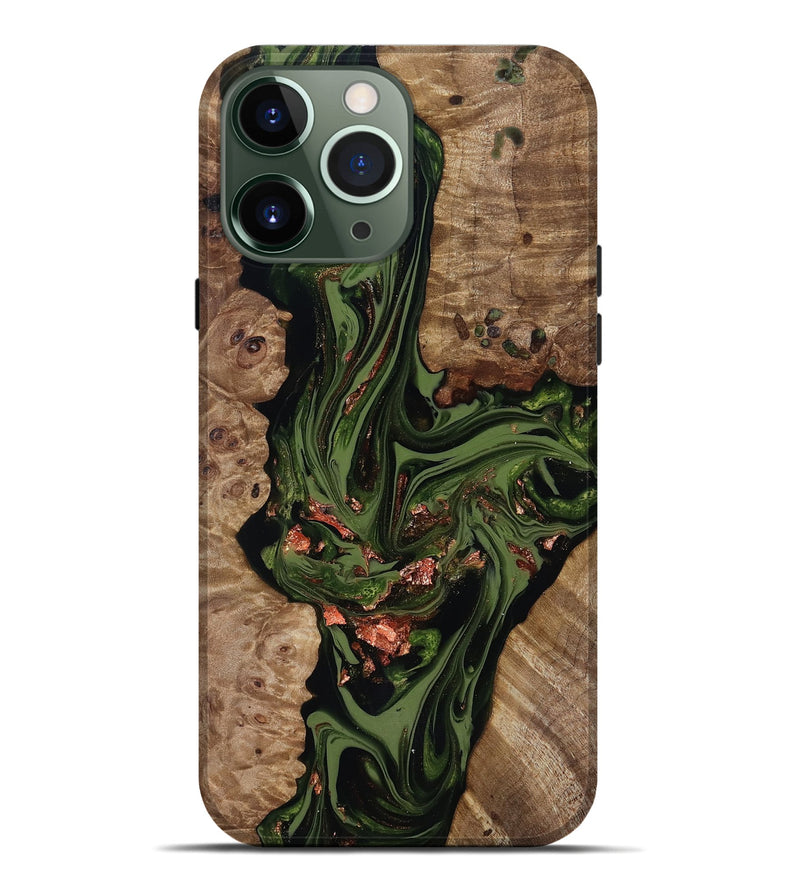 iPhone 13 Pro Max Wood Live Edge Phone Case - Brooks (Green, 818034)