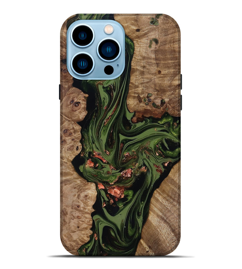 iPhone 14 Pro Max Wood Live Edge Phone Case - Brooks (Green, 818034)