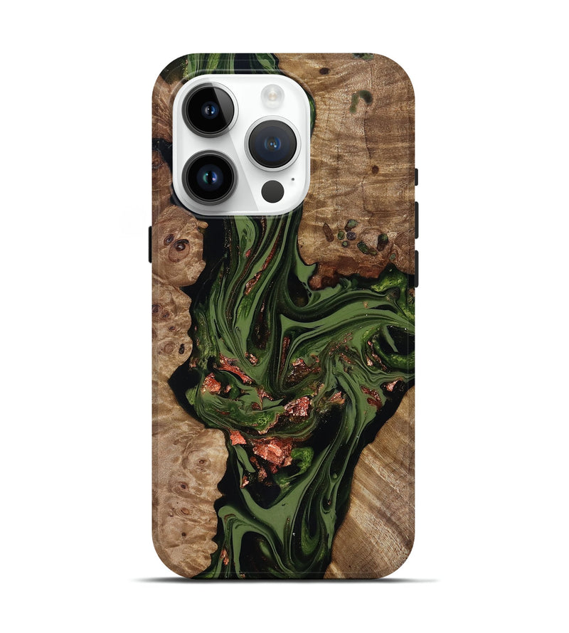 iPhone 15 Pro Wood Live Edge Phone Case - Brooks (Green, 818034)