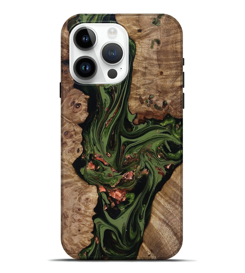 iPhone 15 Pro Max Wood Live Edge Phone Case - Brooks (Green, 818034)