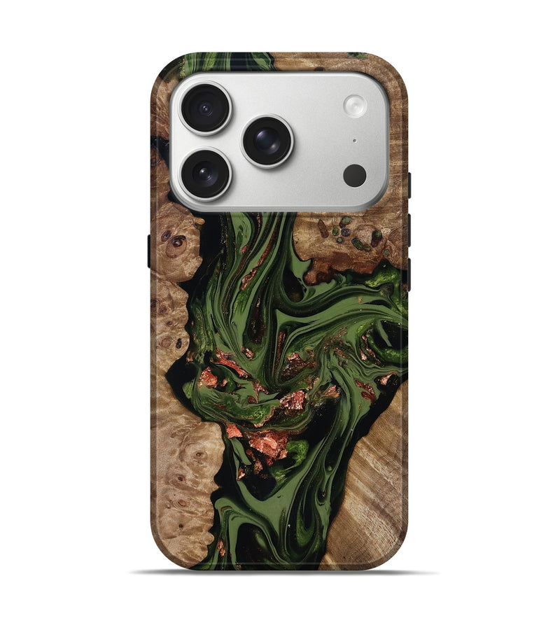 iPhone 17 Pro Wood Live Edge Phone Case - Brooks (Green, 818034)