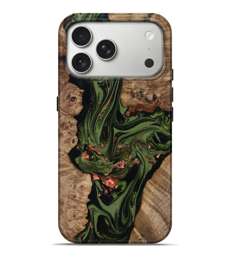 iPhone 17 Pro Max Wood Live Edge Phone Case - Brooks (Green, 818034)