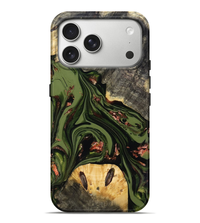 iPhone 17 Pro Max Wood Live Edge Phone Case - Lilah (Green, 818035)