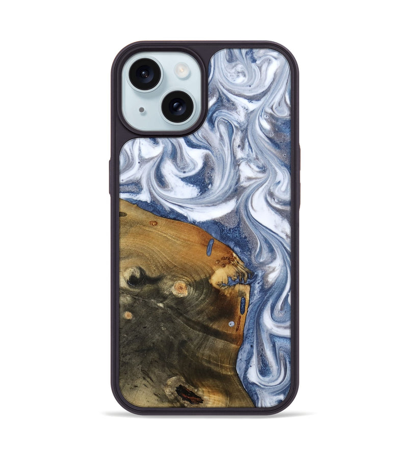 iPhone 15 Wood Phone Case - Dario (Blue, 818047)