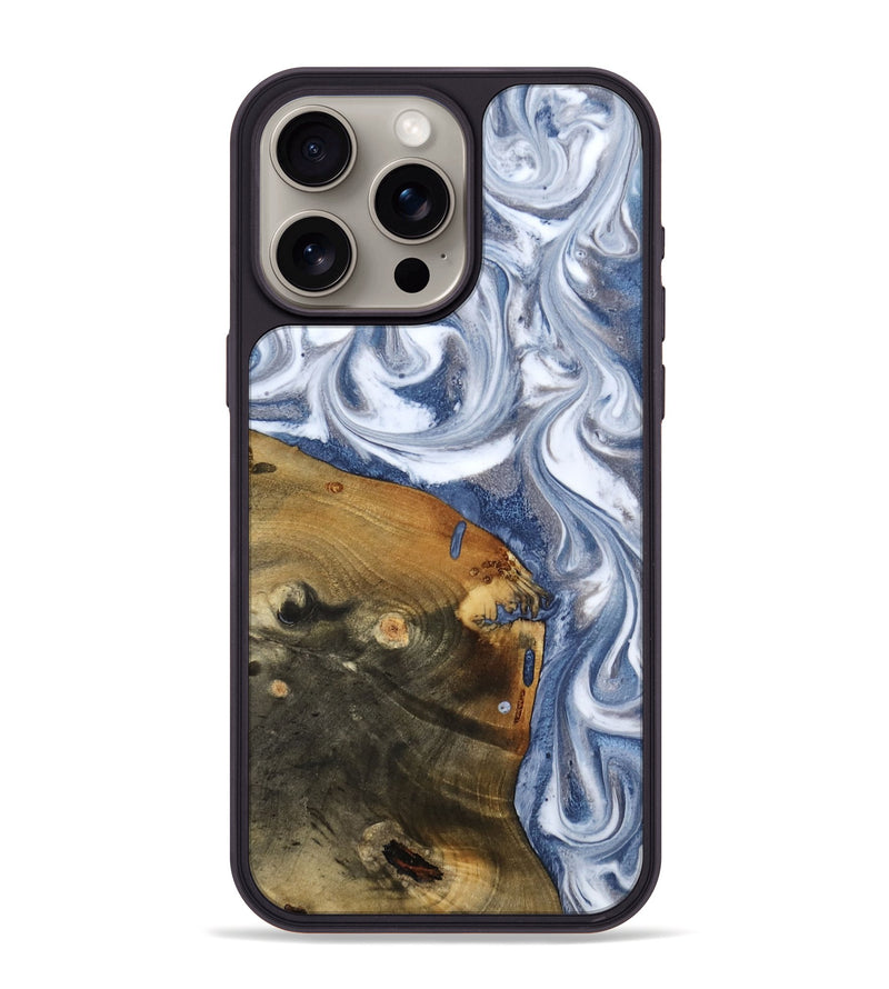 iPhone 15 Pro Max Wood Phone Case - Dario (Blue, 818047)
