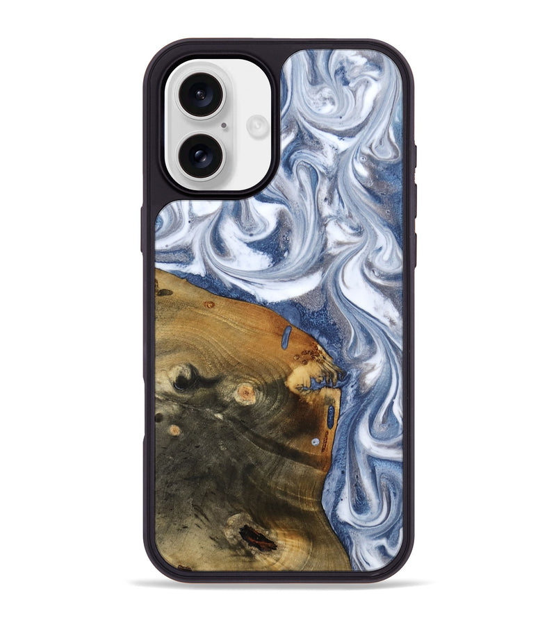 iPhone 16 Plus Wood Phone Case - Dario (Blue, 818047)