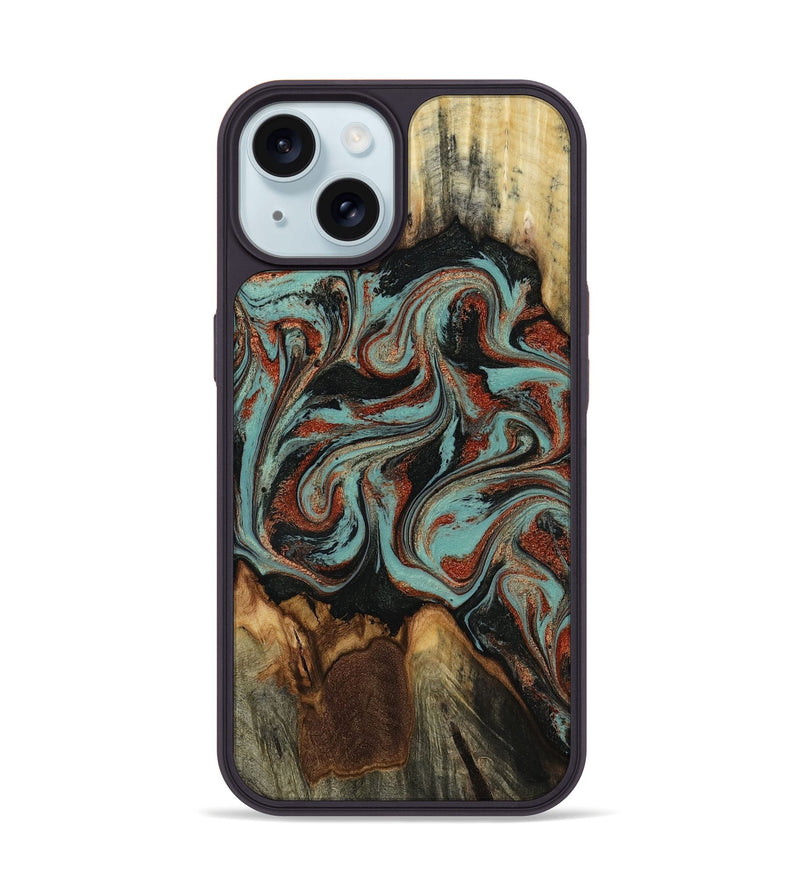 iPhone 15 Wood Phone Case - Tim (Green, 818052)