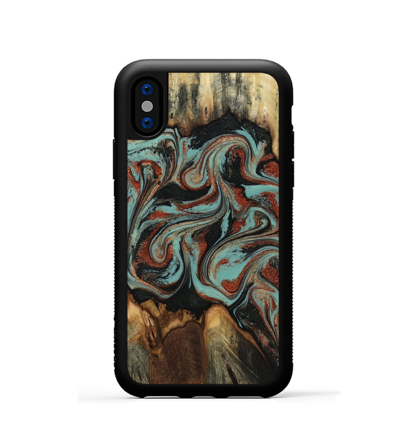 iPhone Xs Wood Phone Case - Tim (Green, 818052)