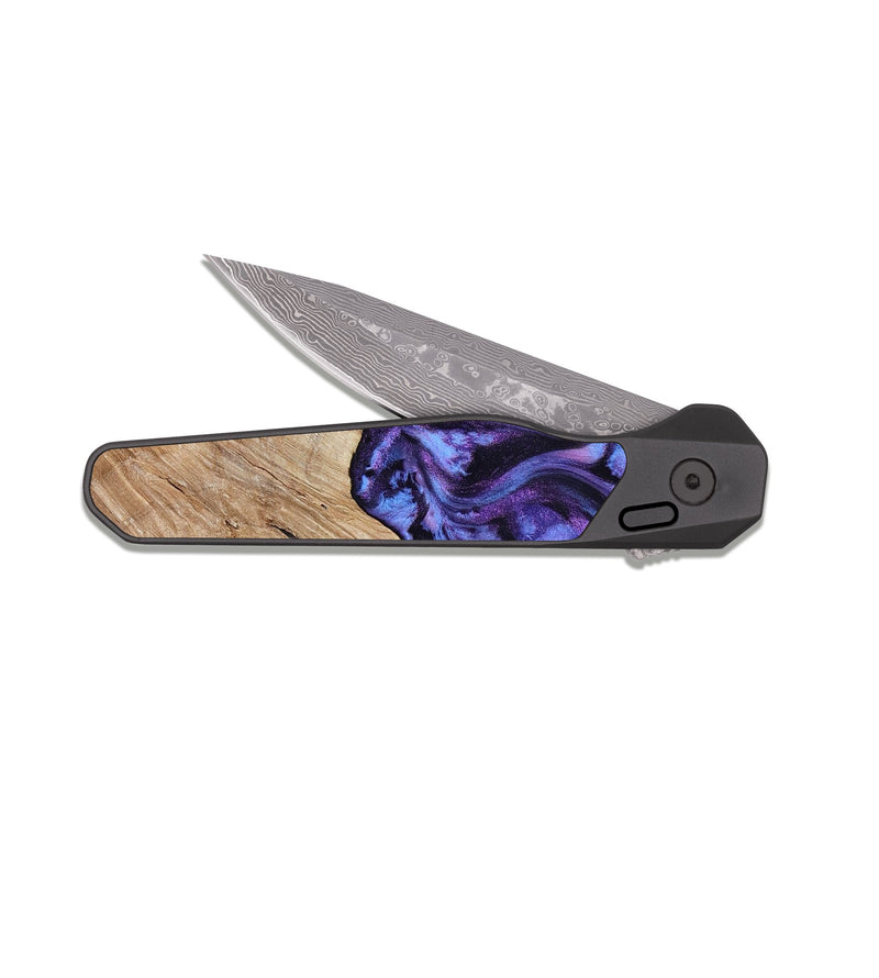 EDC Dark Damascus Wood Pocket Knife - Jair (Purple, 818055)