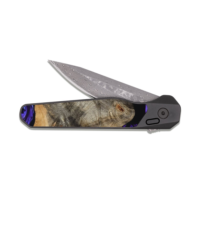 EDC Dark Damascus Wood Pocket Knife - Earline (Purple, 818056)