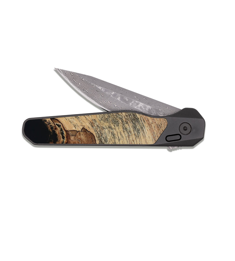 EDC Dark Damascus Wood Pocket Knife - Elina (Wood Burl, 818058)