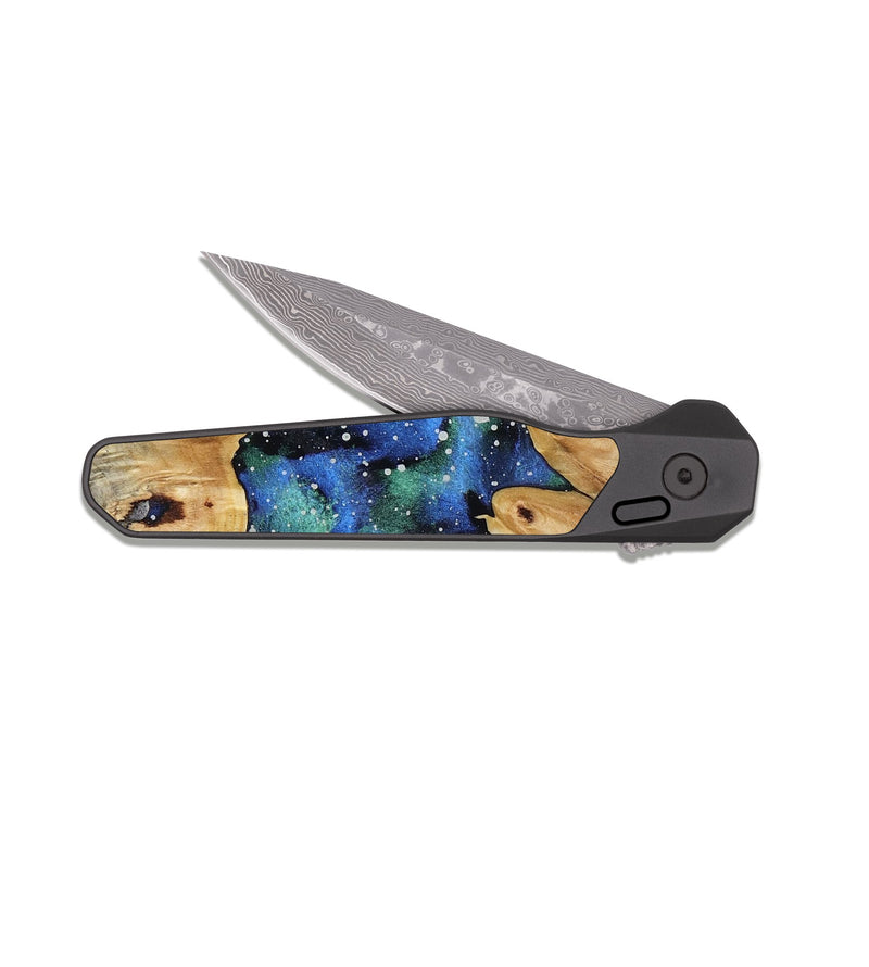 EDC Dark Damascus Wood Pocket Knife - Allene (Cosmos, 818061)
