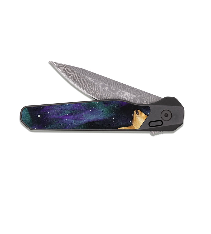 EDC Dark Damascus Wood Pocket Knife - Ayden (Cosmos, 818062)