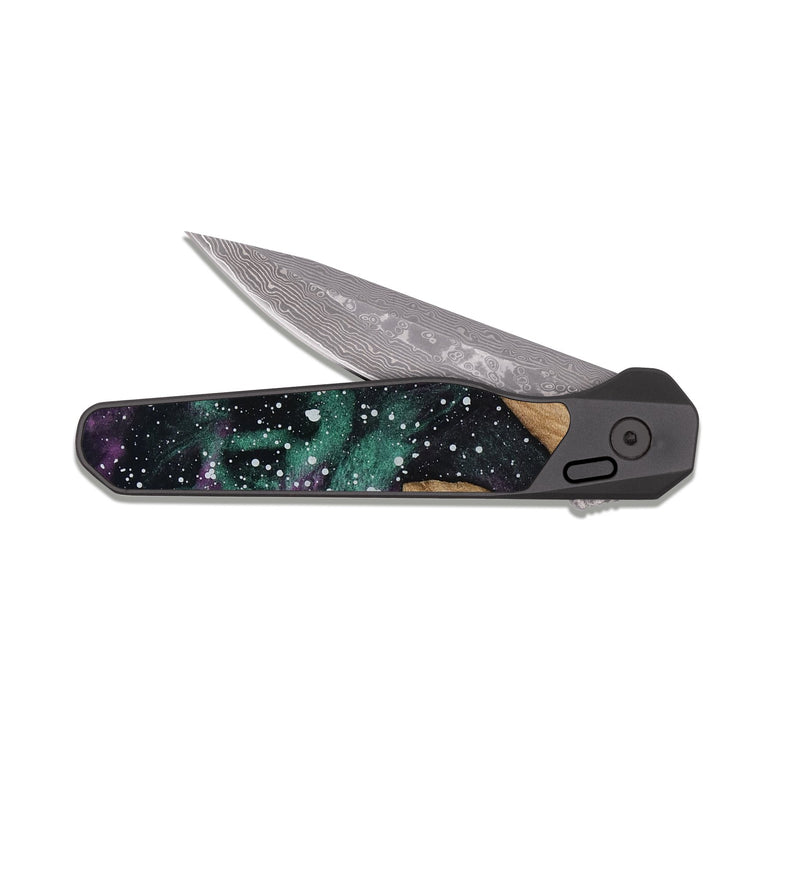 EDC Dark Damascus Wood Pocket Knife - Rocco (Cosmos, 818068)