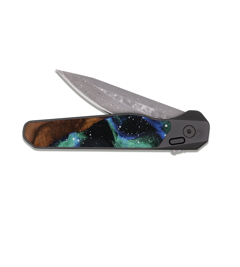 EDC Dark Damascus Wood Pocket Knife - Luca (Cosmos, 818070)